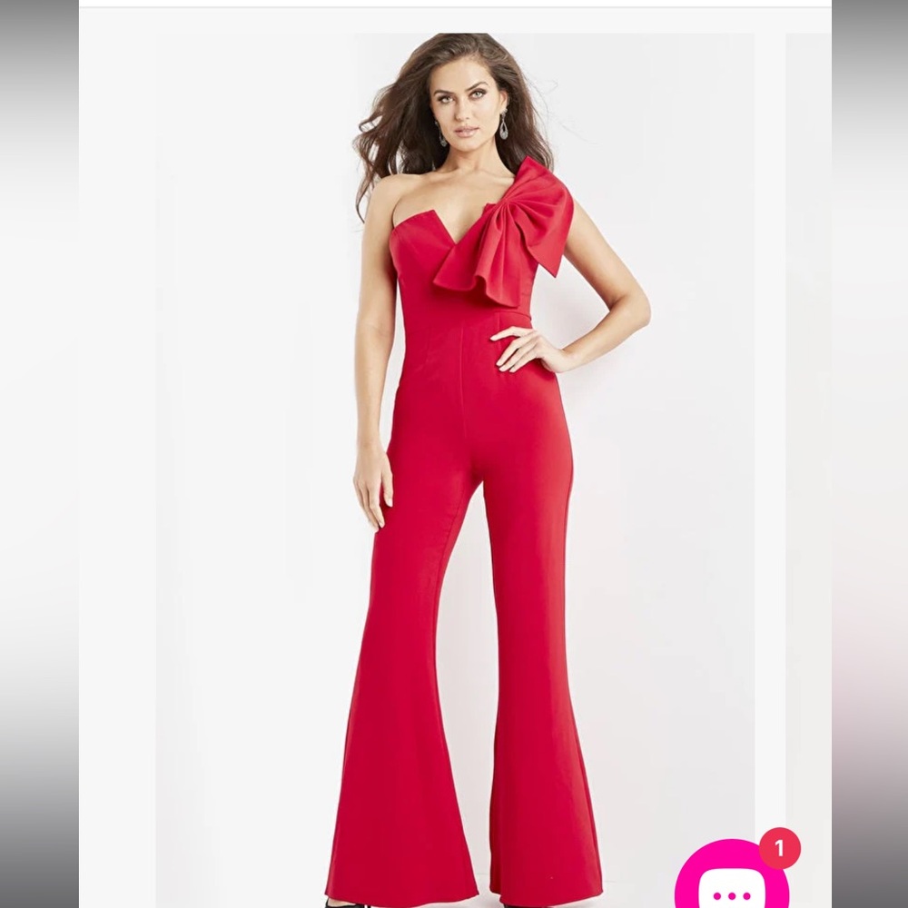 Jovani 09525 v-neck formal jumpsuit. Size 8, NWT.
